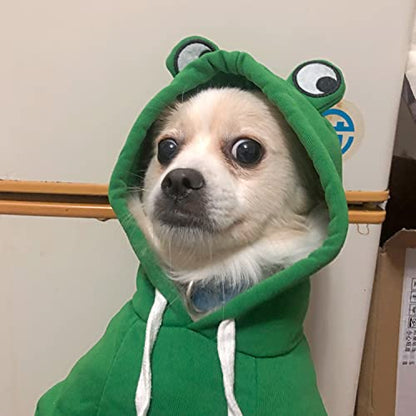 Dog Hoodie Basic Sweater Coat Cute - Frog Shape Warm Jacket Pet Cold Weather Clothes Outfit Outerwear for Cats Puppy Small Medium Dogs - color: Green Frog, size: Small