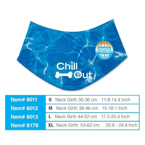 ALL FOR PAWS Dog Cooling Bandana, Cooling Bandanas for Medium Dogs, Dog Cooling Neck Wrap, Cooling Scarf for Dogs, Blue Ice Dog Neck Cooler for Summer (M) - size: Medium