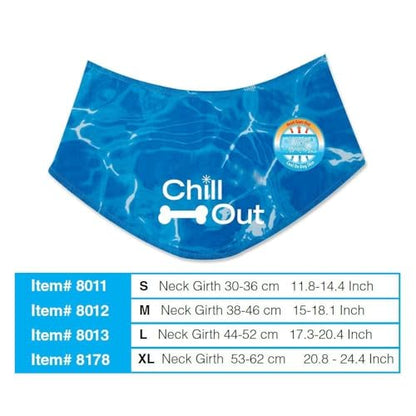 ALL FOR PAWS Dog Cooling Bandana, Cooling Bandanas for Medium Dogs, Dog Cooling Neck Wrap, Cooling Scarf for Dogs, Blue Ice Dog Neck Cooler for Summer (M) - size: Medium
