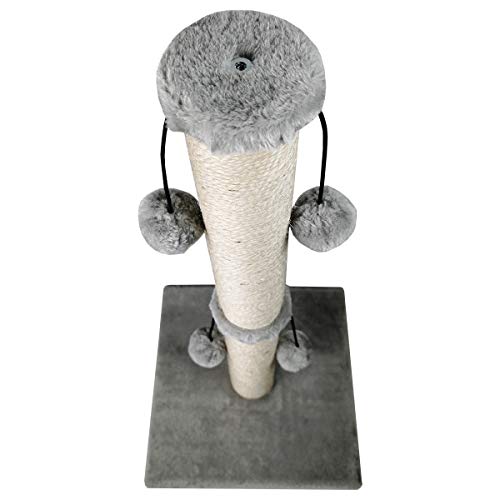 Dimaka 29'' Cat Scratching Post, Natural Sisal Rope Scratcher Post, Kitten Claw Scratch with 4 DanglingToy Balls for Large Cats (Grey) - color: Grey