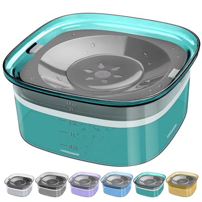 UPSKY 70oz Dog Water Bowl 2L No Spill Dog Bowls Large Capacity Spill Proof Slow Water Feeder, No Splash Dog Bowl Pet Water Dispenser Vehicle Carried Travel Slow Drinking Bowls for Messy Drinkers, Cats - color: E-Green, size: 2 L