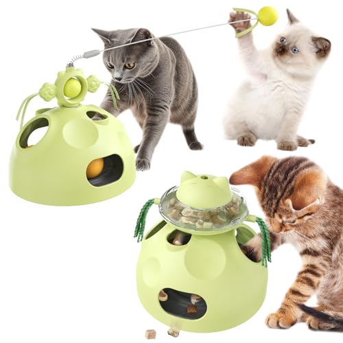 Sedioso Cat Toy, 4-in-1 Cat Interactive Toys for Indoor Cats, Hide and Seek Cats Toys, Spinning Toy and Kitty Food Dispenser Feeder Treat Dispensing Feeding Toy (Green)