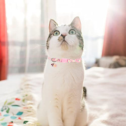 Breakaway Cat Collars with Bell & Cute Pendants, 3 Pack Safety Buckle Kitten Collars, Adjustable Pet Collar Ideal for Girl Boy Cats Puppy (Daisy Pattern) - color: Style A - Flower