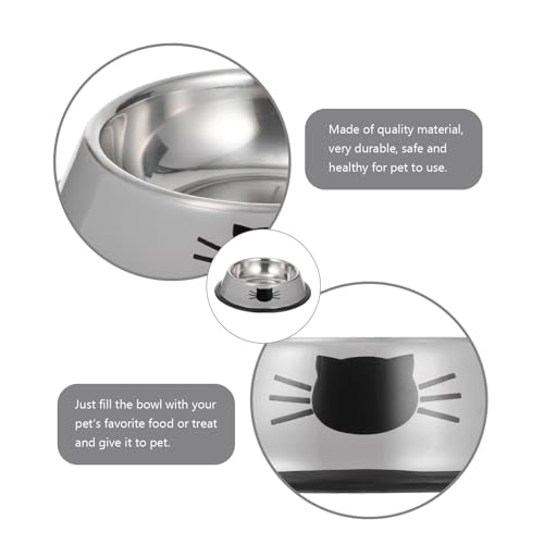 BESPORTBLE Thickened Stainless Steel Pet Bowl Set with Dual Food and Water Bowls Anti-Skid Base Gray Cat and Dog Feeding Dish for Indoor Use