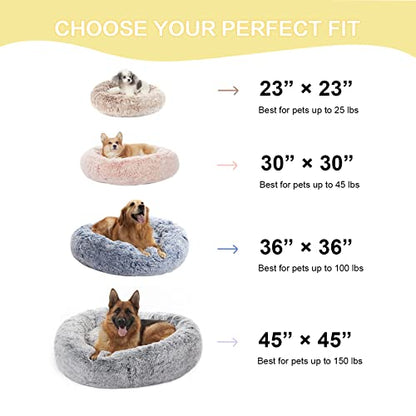 Bedfolks Calming Donut Dog Bed for Extra Large Dogs, 45 Inch Round Plush Bed with Non-Slip Bottom (Dark Grey, Extra Large) - color: Dark Grey, size: 45.0"L x 45.0"W x 10.0"Th