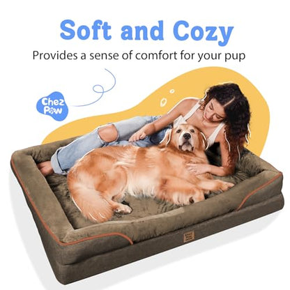 Washable Orthopedic Large Dog Bed - Big Dog Beds with Removable Waterproof Cover and Non-Slip Bottom XL Large Pet Beds with Bolster Extra Large Dogs Bed - color: Coffee, size: Large (36"L x 27"W x 7"Th)