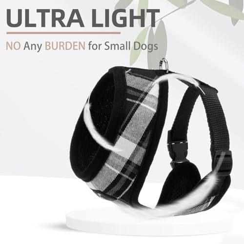 PUPTECK Soft Mesh Dog Harness and Leash Set Pet Puppy Cat Comfort Padded Vest No Pull Harnesses, Black, XS - color: Black, size: XS (NECK: 10", CHEST: 10"-14")