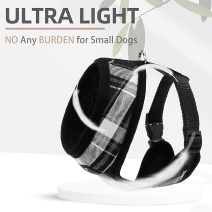 PUPTECK Soft Mesh Dog Harness and Leash Set Pet Puppy Cat Comfort Padded Vest No Pull Harnesses, Black, XS - color: Black, size: XS (NECK: 10", CHEST: 10"-14")