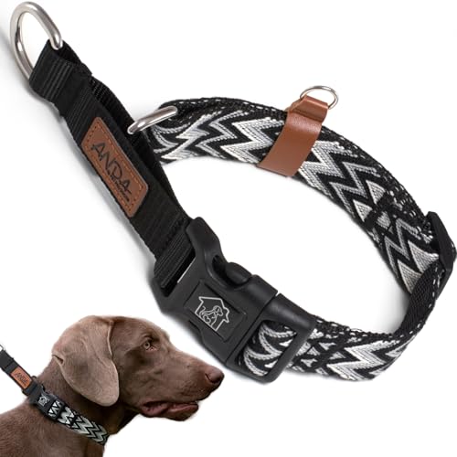 ANDA Martingale Collar for Dogs, Double-Layered Composite Material with Buckle,No-Pull Training Collar for Easy Control with no Choking (Chevron Black, Large) - color: Chevron Black, size: Large