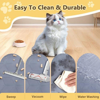 Cat Litter Mat Extra Large 31"x22" Silicone Waterproof Litter Trapping Mat for Litter Box, Non-Slip Urine-Proof Kitty Litter Box Mat with Deep Grooves, Easy Clean Scatter Control Pet Mat (Gray) - size: 31X22IN Cat Litter Mat