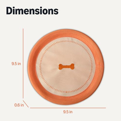 Amazon Basics Dog Flying Disc, Interactive Dog Toys for Fetch, Durable Water Floating, Soft Flexible Design, 1-Pack, 9.53 Inch, Beige/Orange - size: 1 Pack