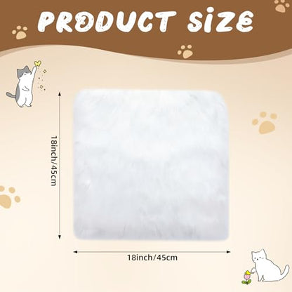 Novabright 2 Pcs Faux Fur Pet Bed Mats 18 x 18 Inch Artificial Wool Puppy Rug Soft Washable Warm Mattress for Dogs and Cats