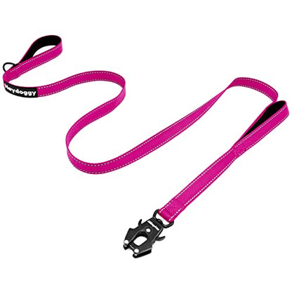 Strong Heavy Duty Dog Leash - 5ft Reflective Nylon Training Leash with Soft Padded Double Handle & Auto Lock Frog Clip - Safety Traffic Control for Large Medium Small Dogs No Pull Walk Hot Pink,5ft - color: Hot Pink, size: 5FT x 1" x 2.8MM