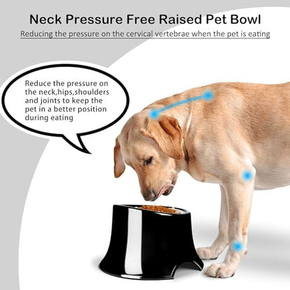 Tilted Elevated Dog Bowls Non-Slip & Non-Spill Pet Feeder with Elevated Detachable Melamine Stand, High Capacity Tilted Dog Bowl for Medium Small Size Dogs M/2 Cup Black - color: Black, size: M/2 Cup