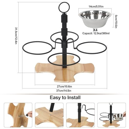 Elevated Cat Food Bowls, 3 Adjustable Heights Raised Cats Bowl for Indoor Cats Small Dogs with 4 Stainless Steel Bowls, Pet Food and Water Bowl
