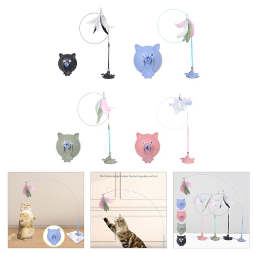 Pet Toy Kitten Teaser Wand Suction Cup Base Interactive Kitten Teaser Exercise and Entertainment for Active Felines Toy - color: Green