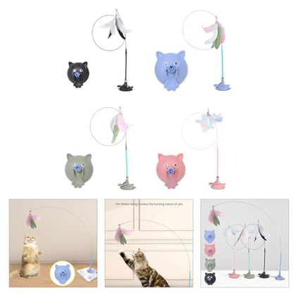Pet Toy Kitten Teaser Wand Suction Cup Base Interactive Kitten Teaser Exercise and Entertainment for Active Felines Toy - color: Pink