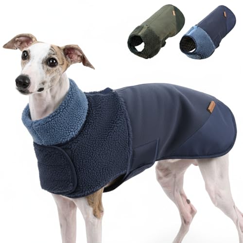 Waterproof Dog Coat, Fleece Lined Jacket with Built-in Harness (Blue, Medium) - color: Blue