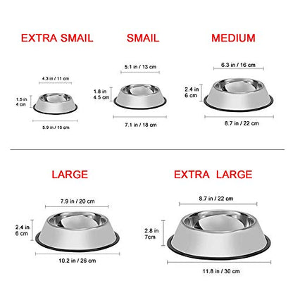 WEDAWN Stainless Steel Dog Bowls, 2.2 Cup/18oz Cat Bowl Water and Food with Rubber Base, Pet Bowls for Medium Dogs, Cats and Rabbit, 2Pack - color: Stainless steel (2Pack), size: 2.2 Cup/8.7" Dia x 2.4" H (2Pack)