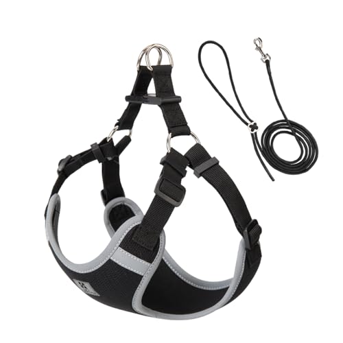 Dog Harness, Reflective No-Pull Pet Vest Harness for Small Medium Dogs, Adjustable Breathable Sandwich Mesh Fabric Harness for Walking Hiking Outdoor (Black, XXXXS) - color: Black, size: XXXXS