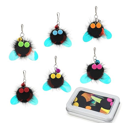 Cat Toy Wand Refills - 6 PCS Insect Shaped Furry Cat Toys Replacement, Interactive Cat Toys for Indoor Cat Kitten - size: Bug