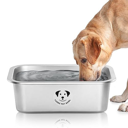 Stainless Steel Dog Bowls for Large Dogs, High Capacity Metal Dog Food Bowls, Food and Water Bowl for Large, X-Large, and Big Dogs 2.65 Gallons - color: Stainless Steel-2.65 gallons