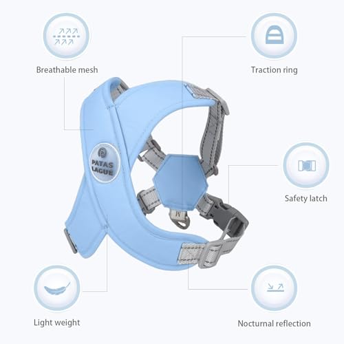 Dog Harness with Leash Set Adjustable Soft Padded Step-in Dog Vest No Choke No Pull Reflective for Small Medium Pets with Poop Bags and Dispenser, Solid and No-chew, Blue M - color: Blue, size: M (Neck 19.3-23.3'' Chest 22.5-25.6'')