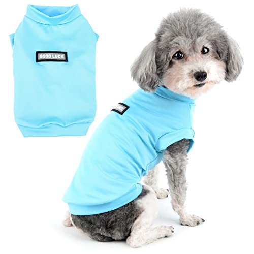 Zunea Small Dogs Shirts Quick Dry Summer T-Shirts Cooling Puppy Clothes Soft Sleeveless Vest Tank Top Breathable Stretchy Pet Girls Boys Chihuahua Apparel Sun Protection for Hot Weather Blue L - color: blue, size: L