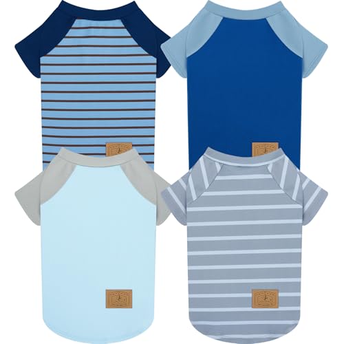XPUDAC 4 Pack Dog Sweaters Comfy Dog Clothes with Sleeves Puppy Shirts Pullover Pet Sweatshirt for Small Medium Large Dogs Boy Girl Doggy Outfits Cat Apparel, Blue, 3XL - color: Navy, Grey, size: 3X-Large