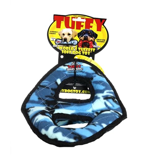 TUFFY- World's Tuffest Soft Dog Toy-Ultimate 3Way Ring-Camo Blue -Squeakers -Multiple Layers. Made Durable, Strong & Tough. Interactive Play (Tug, Toss & Fetch). Machine Washable & Floats - color: Camo Blue, style: 3-Way-Ring