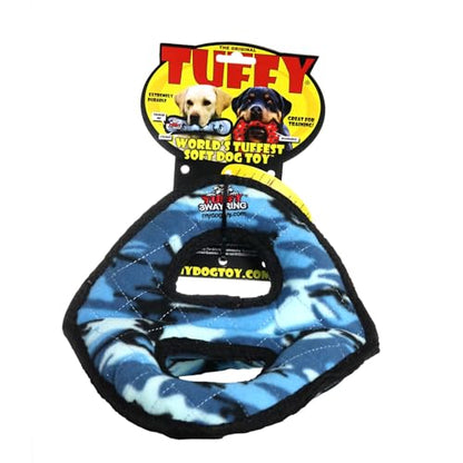 TUFFY- World's Tuffest Soft Dog Toy-Ultimate 3Way Ring-Camo Blue -Squeakers -Multiple Layers. Made Durable, Strong & Tough. Interactive Play (Tug, Toss & Fetch). Machine Washable & Floats - color: Camo Blue, style: 3-Way-Ring