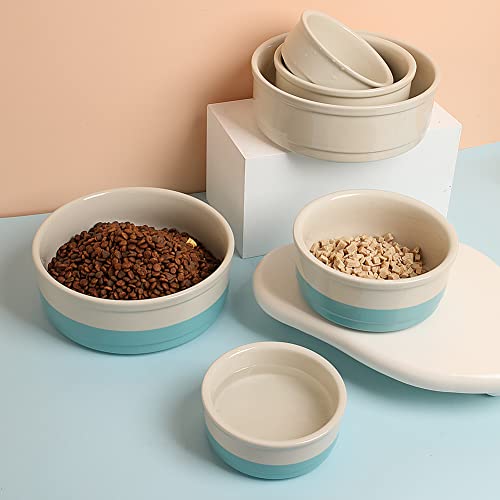 Sweejar Ceramic Dog Bowls, Dog Food Dish for Small Dogs and Cat, Heavy Duty Porcelain Pet Bowl for Canned Food and Water 17 Fl Oz （Turquoise） - color: Turquoise, style: Two-tone,5.5"x 2.2"(16 Fl Oz)