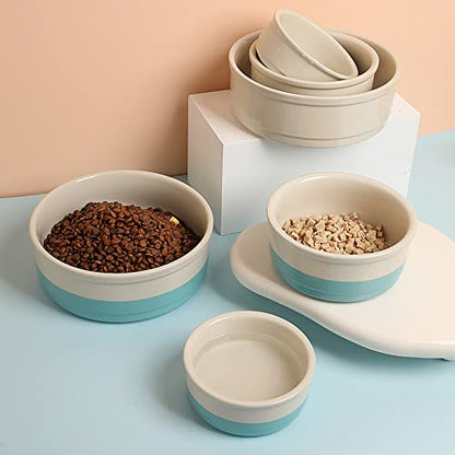 Sweejar Ceramic Dog Bowls, Dog Food Dish for Small Dogs and Cat, Heavy Duty Porcelain Pet Bowl for Canned Food and Water 17 Fl Oz （Turquoise） - color: Turquoise, style: Two-tone,5.5"x 2.2"(16 Fl Oz)