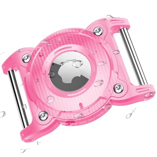 ONEONTA Airtag Dog Collar Holder | Airtag Dog Waterproof - Airtag Holder for Dog Collar with Removable Metal Loop, Sturdy TPU, Lightweight, Compact Size, Fits 1" Width Collar, Pink - color: Pink, size: 1 Pack