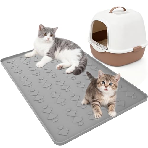 Cat Litter Mat, Large 34" x 22" Silicone Mat Litter Trapping Mat for Litter Box,Waterproof Easy To Clean,Foldable Litter Pad