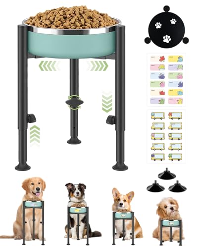 Single Raised Dog Bowl Stand, Elevated Dog Food Bowl Holder, Adjustable Width 6-10”, 4 Heights Dogs Feeder for Puppy, Medium,Large(Paws, Stand Only) - color: 3feet-dog paws