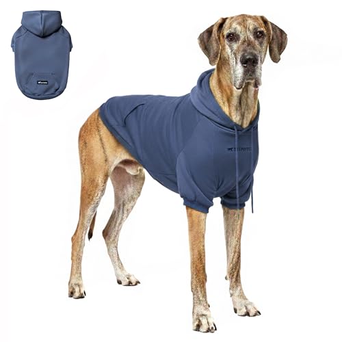Tuff Pupper Dog Hoodie | Premium Quality Insulated Fabric | Ultra Soft Interior for Superior Comfort | Elastic Cuffs & Drawstring for Warmth | Stretch Fit Suitable for All Breeds (Blue, 3XL) - color: Slate Blue, size: 115-150 lbs (XXX-Large