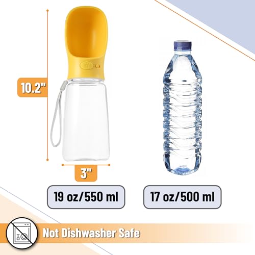 Mr. Pen- Portable Dog Water Bottle, 19 oz, Large, Leak Proof Puppy Water Dispenser with Drinking Feeder for Pets, Outdoor Walking, Hiking, Travel, Not Dishwasher Safe - color: Yellow
