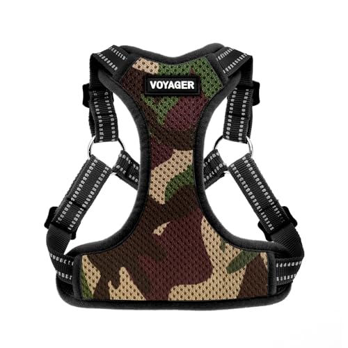 Best Pet Supplies Voyager Adjustable Step-in Flex Breathable Mesh Dog Harness for Small Medium Large Dogs (Army/Black Trim), L - color: Harness (Army/Black Trim), size: L