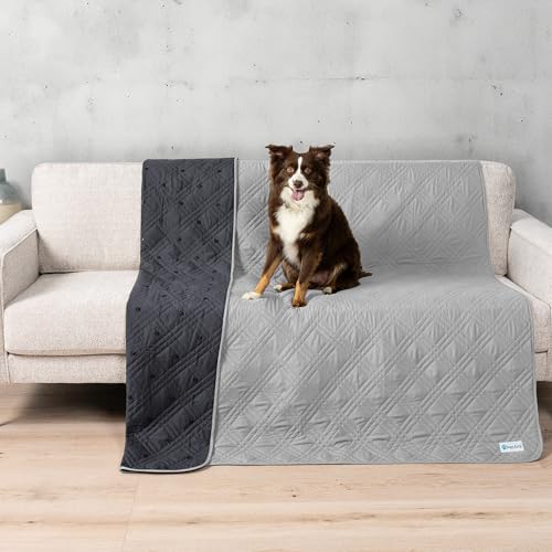 PetAmi Waterproof Bed Cover for Dogs, Pet Blanket Couch Cover, Reversible Furniture Cover Sofa Protector for Pet Cat Bed, Washable Dog Blanket for Seat, 52x82 Light Gray - color: Light Grey, size: 52 x 82 Inches