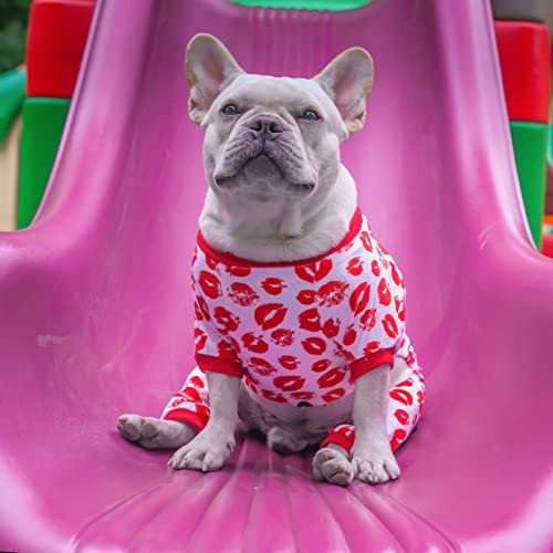 CuteBone Dog Pajamas Valentines Costumes Fleece Pet Clothes Puppy Onesie Winter Holiday Cute Cat Jammies Keep Your Pet Warm in The Cold Weather P116XS - color: Kisses, size: X-Small