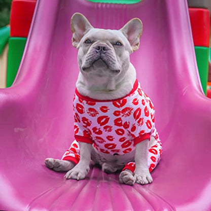 CuteBone Dog Pajamas Valentines Costumes Fleece Pet Clothes Puppy Onesie Winter Holiday Cute Cat Jammies Keep Your Pet Warm in The Cold Weather P116M - color: Kisses, size: Medium