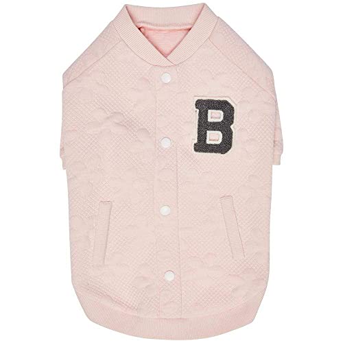 Blueberry Pet Soft & Comfy Baseball Fans Favorite Floral Jacquard Pullover Dog Sweatshirt in Pink, Back Length 18", Pack of 1 Jacket for Dogs - color: Jacquard - Pink, size: 18 inch (Pack of 1)