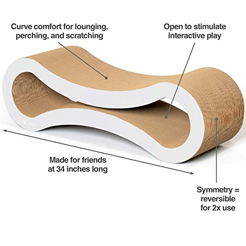 Cat Scratcher Lounge, Double Sided Infinity Scratcher Made of Recycled Corrugated Cardboard for Durability