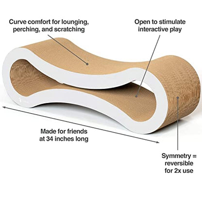 Cat Scratcher Lounge, Double Sided Infinity Scratcher Made of Recycled Corrugated Cardboard for Durability