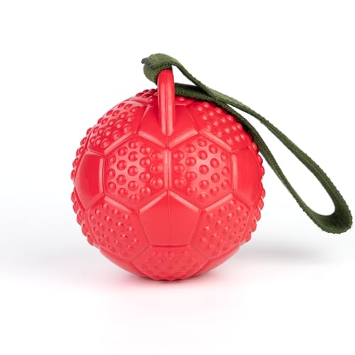 Fuzzl Eco Rubber Chuck & Treat Soccer Ball - Red - Long Lasting Dog Chew Toys for Aggressive Chewers Strong Dog Toy for Dogs Durable Puppy Toys 13cm - style: Football Red