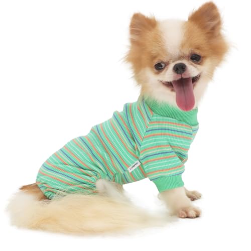 LOPHIPETS Dog Pajama Onesie for Small Bichon Clothes Apparel-Green/XL - color: Green, size: X-Large for 10-14 lbs
