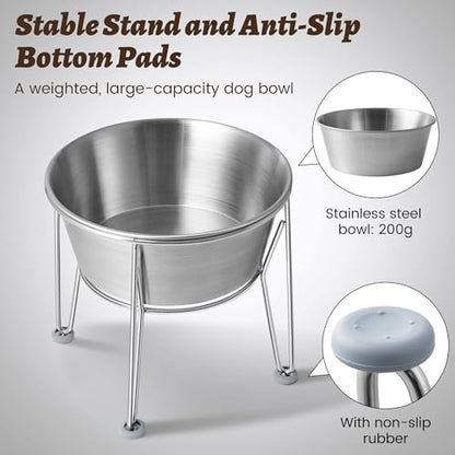 Elevated Dog Bowls for Medium&Small Dogs - Stainless Steel 48oz/6 Cups Raised Feeder with Non-Slip Base, Dual Food & Water Bowls 2-Pack - color: Raised Bowl, size: 6 Cups