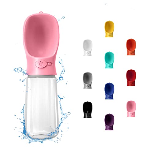 WePet Portable Dog Water Bottle, 19 OZ, Leak Proof Puppy Water Dispenser with Drinking Feeder for Pets Outdoor Walking, Hiking, Travel, Food Grade Plastic - color: #04 Pink, size: 19 oz