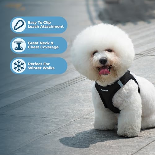 Best Pet Supplies Voyager Step-in Plush Dog Harness - Soft, Step in Vest Harness and Reflective Dog 5 ft Leash Combo with Neoprene Handle for Small and Medium Dogs, Black Plush, S - color: Harness Leash Set (Black Plush), size: S (Chest: 14.5 - 16")